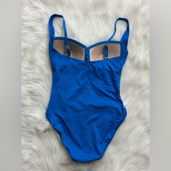 La Blanca Blue Sweetheart Ruched One Piece Swimsuit Slimming - Picture 3 of 4